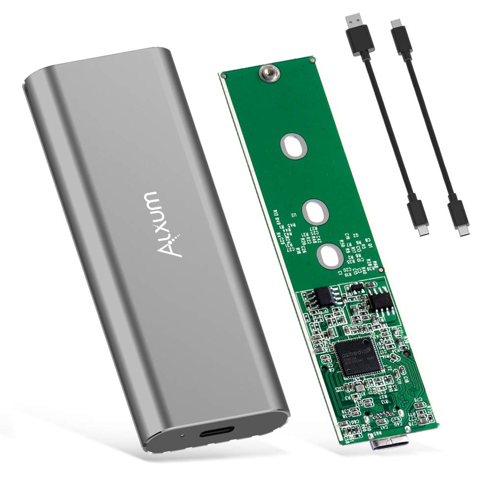 [Australia - AusPower] - Alxum M.2 NVME SSD Enclosure Aluminum Alloy, NVME to USB SSD Adapter USB 3.1 Gen 2 10Gbps, PCIe NVME M Key Reader ASM2362, Support 2230/2242/2260/2280 SSD, UASP & Trim, Included USB Type-A & C Cable 