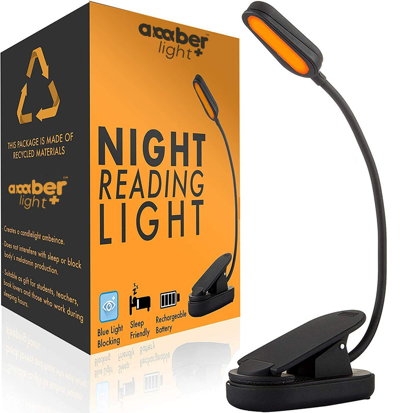 [Australia - AusPower] - Giftable Amber Book Light - Blue Light Blocking - Night Reading Light by Amber Light Store. Rechargeable. 1600K for Reading in Bed at Night. Perfect as a Giftable Kindle Light and LED Book Light. 