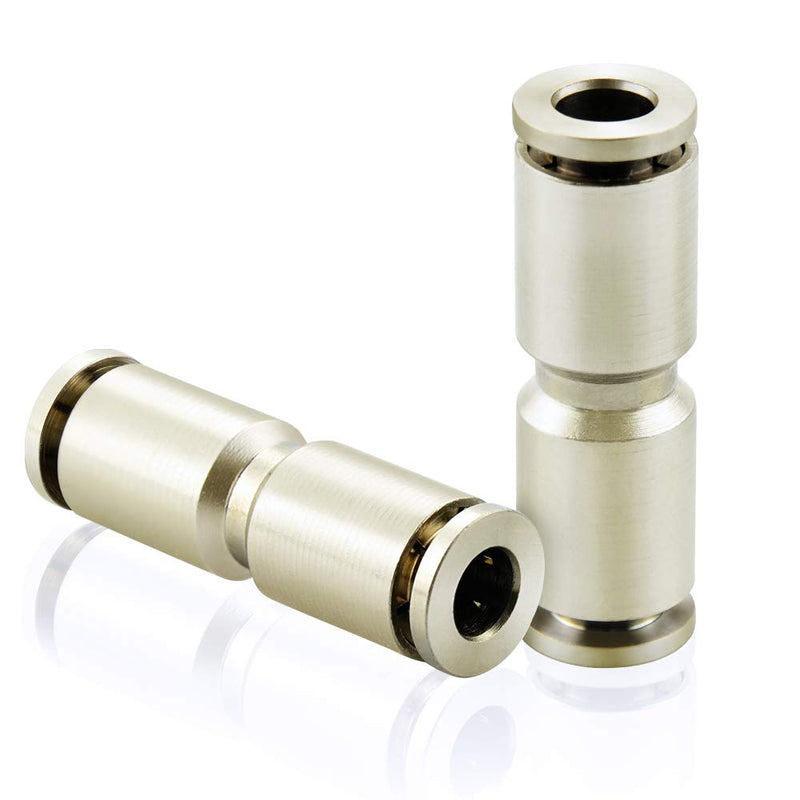 [Australia - AusPower] - TAILONZ PNEUMATIC 1/4 Inch OD Copper Nickel Plating Straight Union Connect air Fittings Quick Connect Push Lock Fittings Pneumatic Fittings Tube connectors PU-1/4 (Pack of 10) 1/4"OD 