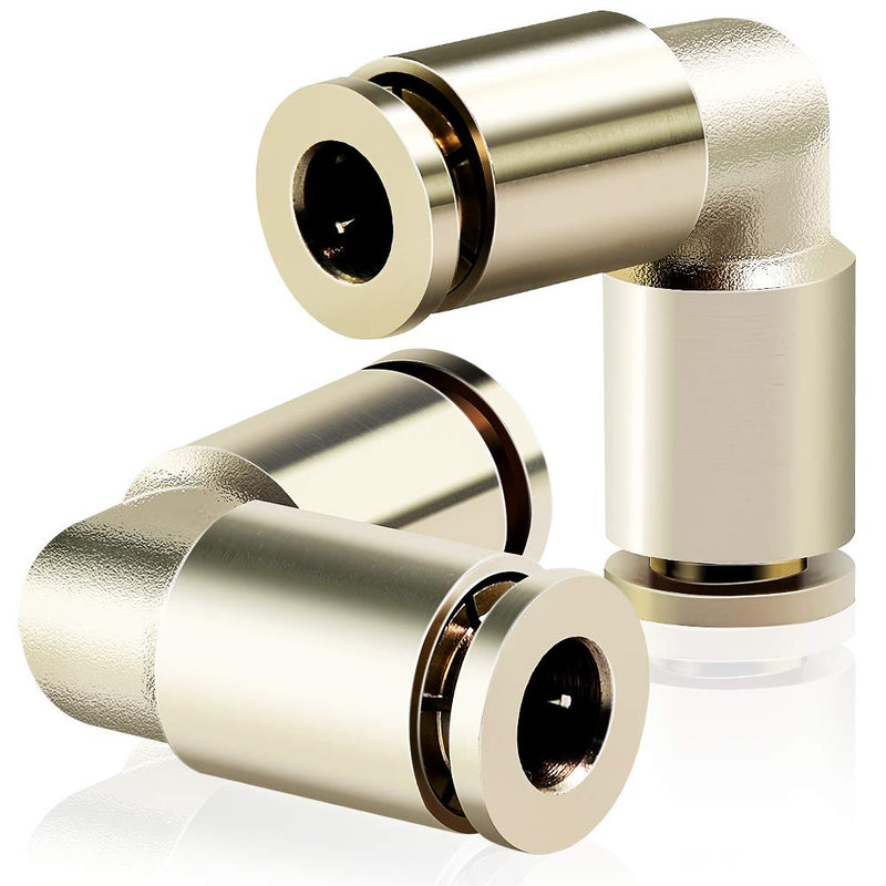 [Australia - AusPower] - TAILONZ PNEUMATIC 1/4 OD Elbow Nickel-Plated Brass Plastic Push to Connect Fittings Tube Connect Push Fit Fittings Tube Fittings Push Lock PV-1/4（Pack of 5） 1/4"OD 
