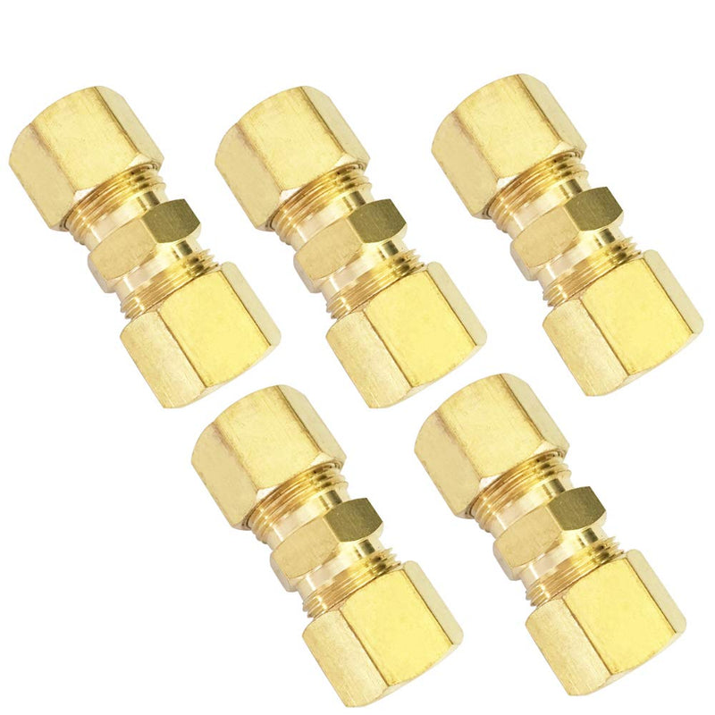 [Australia - AusPower] - Brass Compression Tube Fitting, Union, 3/16" OD x 3/16" OD, 5pcs 5 3/16" x 3/16" Tube OD 