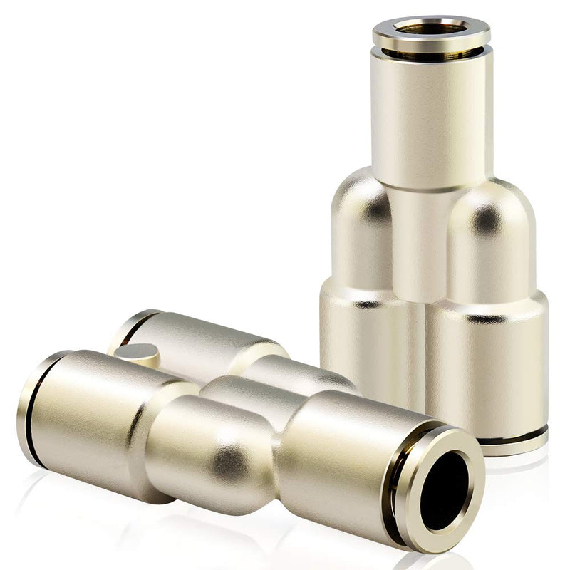 [Australia - AusPower] - TAILONZ PNEUMATIC 1/4 Inch OD Copper Nickel Plating Push to Connect Air Fittings Tee Straight Union Connect Pneumatic Fittings PY-1/4（Pack of 5) 1/4"OD 
