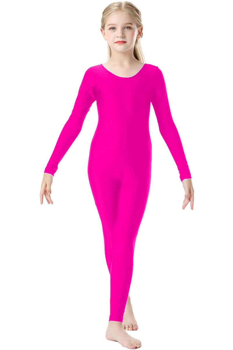 [Australia - AusPower] - OVIGILY Girls Kids Long Sleeve Dance Unitard Bodysuits Magenta XX-Large(12-14) 