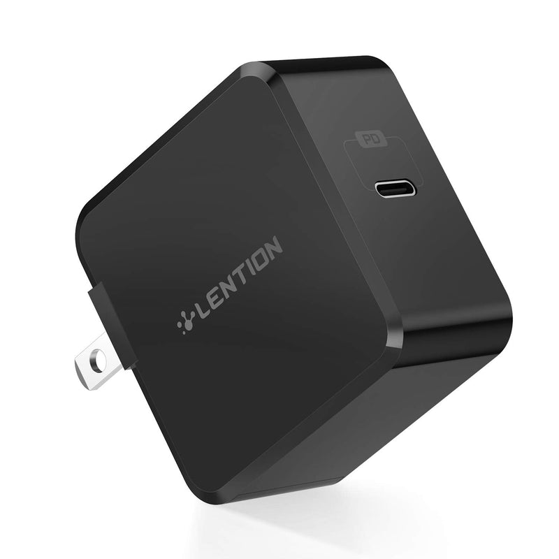 [Australia - AusPower] - LENTION 29W USB C Wall Charger with Fast Charge PD Adapter for iPhone 11/Pro/Max/XS/XR/X/8/Plus, New MacBook Air/Pro, iPad Pro 2018 2019, Nintendo Switch, Samsung S10/S9/S8/Note 9/8, More (Black) Black 