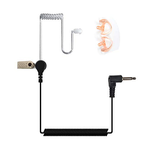 [Australia - AusPower] - HYS 3.5MM Earpiece One Pin Receiver/Listen ONLY Headset Surveillance Acoustic Tube Earpiece,Police Earpiece 3.5mm Connector with A Pair of Comfortable Ear Molds 