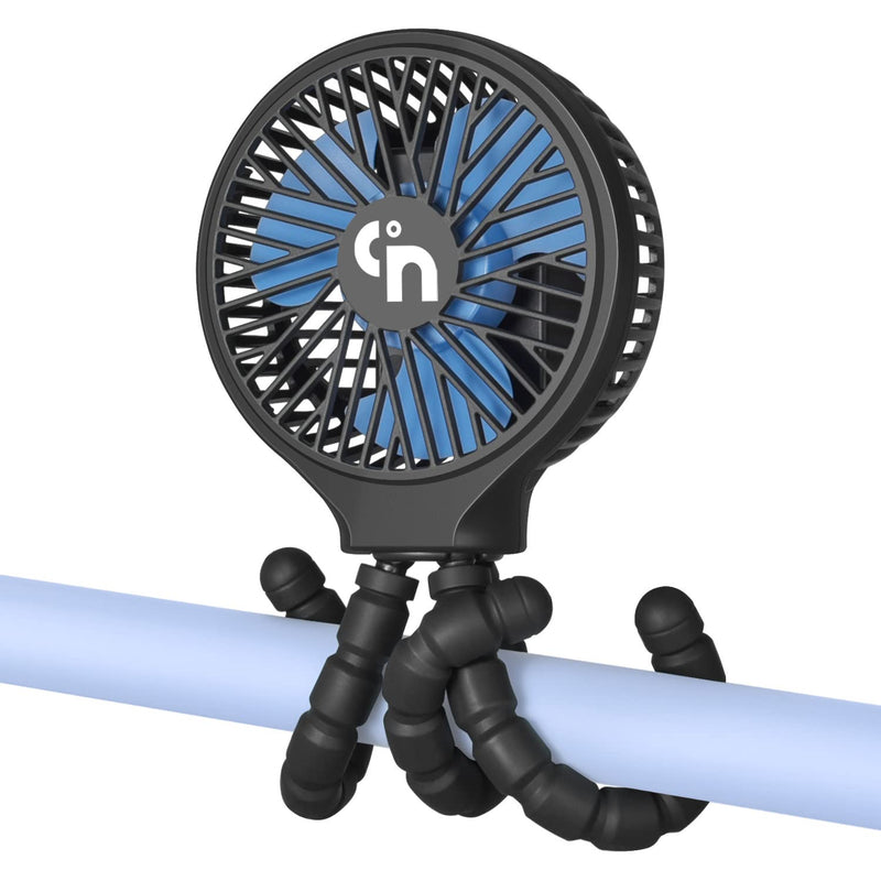 [Australia - AusPower] - WiHoo Mini Handheld Stroller Fan,Personal Portable Fan Car Seat Baby Fan with Flexible Tripod Fix on Stroller,USB or Battery Operated Desk Fan Adjustable 3 Speeds for Camping Black 