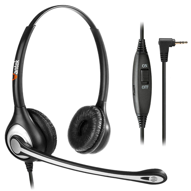 [Australia - AusPower] - Wantek Telephone Headset with Microphone Noise Cancelling, Office Phone Headsets 2.5mm Jack Compatible with Panasonic AT&T ML17929 RCA Vtech Uniden Dect Cisco SPA Polycom and Cordless Phones(F602J25P) Dual 2.5mm F602J25P 