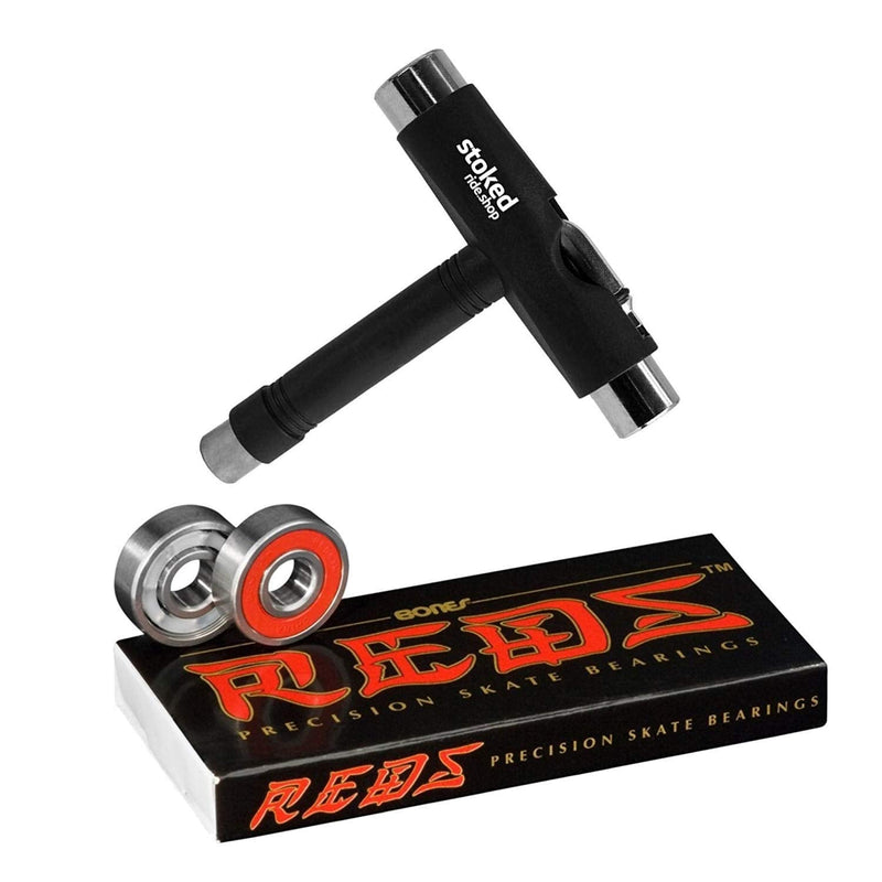[Australia - AusPower] - Bones Reds Skateboard Bearings 8-Pack - for Skateboards, Longboards, Scooters, Spinners Bones Reds 8-pack W/ Tool 