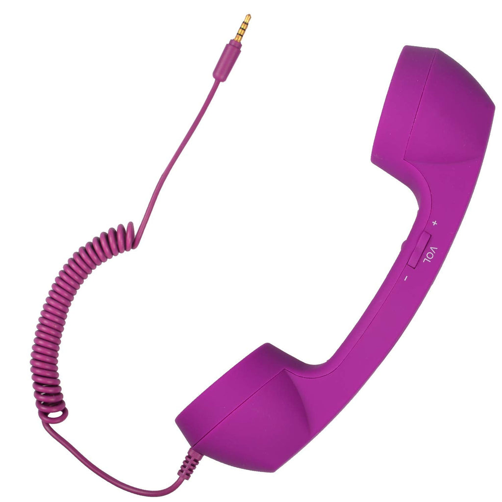 [Australia - AusPower] - Retro Handset Old School Style Adjustable Tone Phone Telephone Receiver Microphone Earphone 3.5mm Socket for iOS Android Smartphones Mobile Cell Phones (Purple) Purple 