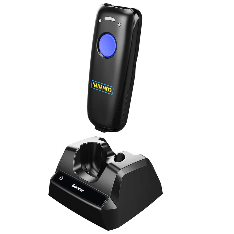 [Australia - AusPower] - NADAMOO Wireless Barcode Scanner Compatible with Bluetooth, with Charging Dock, Portable USB 1D Bar Code Scanner for Inventory, 2.4G Wireless & Wired Barcode Reader for Tablet iPhone iPad Android iOS 