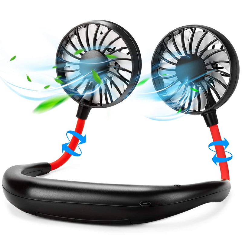 [Australia - AusPower] - Neck Fan Portable Personal Hand Free Mini Lazy person USB Neck Fan 360 Degree Rotation Cooling Handheld Wearable Suitable Fan for Office Household Travel Room Outdoor Sports (Black) Black 