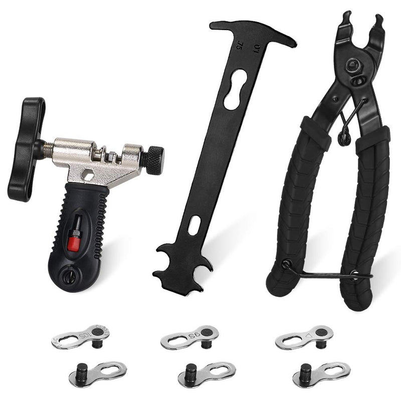 [Australia - AusPower] - WOTOW Bike Chain Repair Tool Kit Set, Cycling Bicycle Chain Breaker Splitter Cutter & Wear Indicator Checker & Master Link Pliers Remover & Reusable Missing Connector for 6/7/8/9/10 Speed Chain 