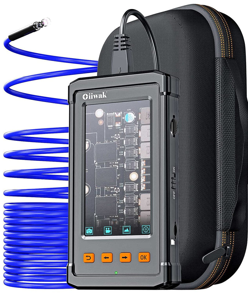 [Australia - AusPower] - Oiiwak borescope Inspection Camera 1080P HD Industrial Endoscope Snake Camera IP67 Waterproof for Automotive, HAVC, Pipeline Maintenance with 4.3'' IPS Screen, 2800mAh Battery, 6 LED Lights(4.92FT) Black 1.5m/4.92ft 