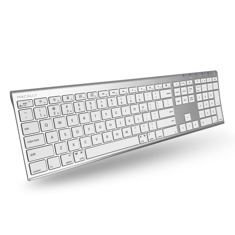 [Australia - AusPower] - Macally Wireless Bluetooth Keyboard with Numeric Keypad - Multi Device Keyboard for Mac Pro/Mini, Apple iMac, MacBook, Laptop, Computer Windows PC. Android, Smartphones, Tablets (Aluminum Silver) Aluminum Silver 