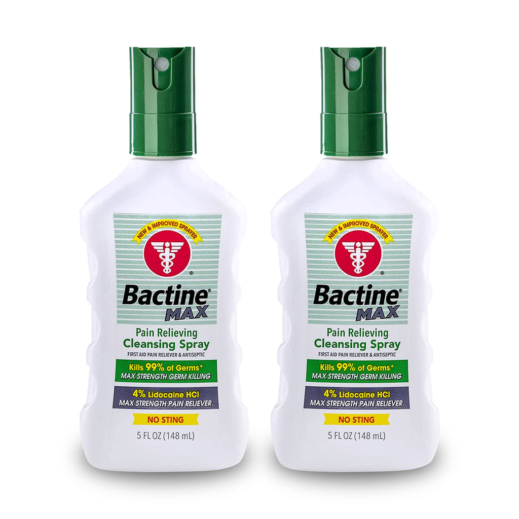 [Australia - AusPower] - Bactine Max Pain Relieving Cleansing Spray, Maximum Strength First Aid Pain Relief + Antiseptic Spray, 5oz, 2 Pack 
