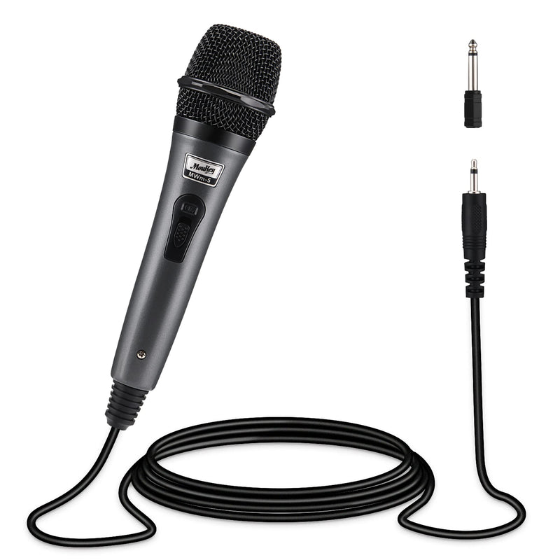 [Australia - AusPower] - Moukey Dynamic Microphone, Karaoke Microphone with 13 ft Cable, Metal Handheld Cardioid Wired Mic, Microphone for Singing/Stage/Christmas Party, Compatible w/Karaoke Machine/PA System/Amp/Mixer, Grey Gray 