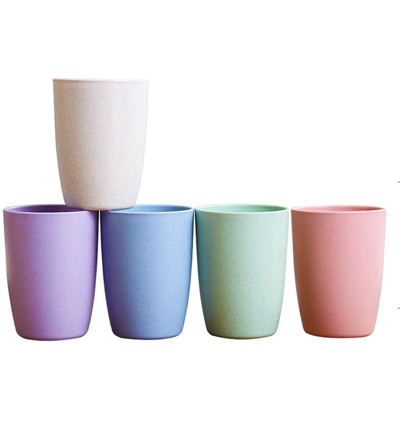 [Australia - AusPower] - Choary Eco-friendly Unbreakable Reusable Drinking Cup for Adult(12 OZ), Wheat Straw Biodegradable Healthy Tumbler Set 5-Multicolor, Dishwasher Safe 5 Count (Pack of 1) 