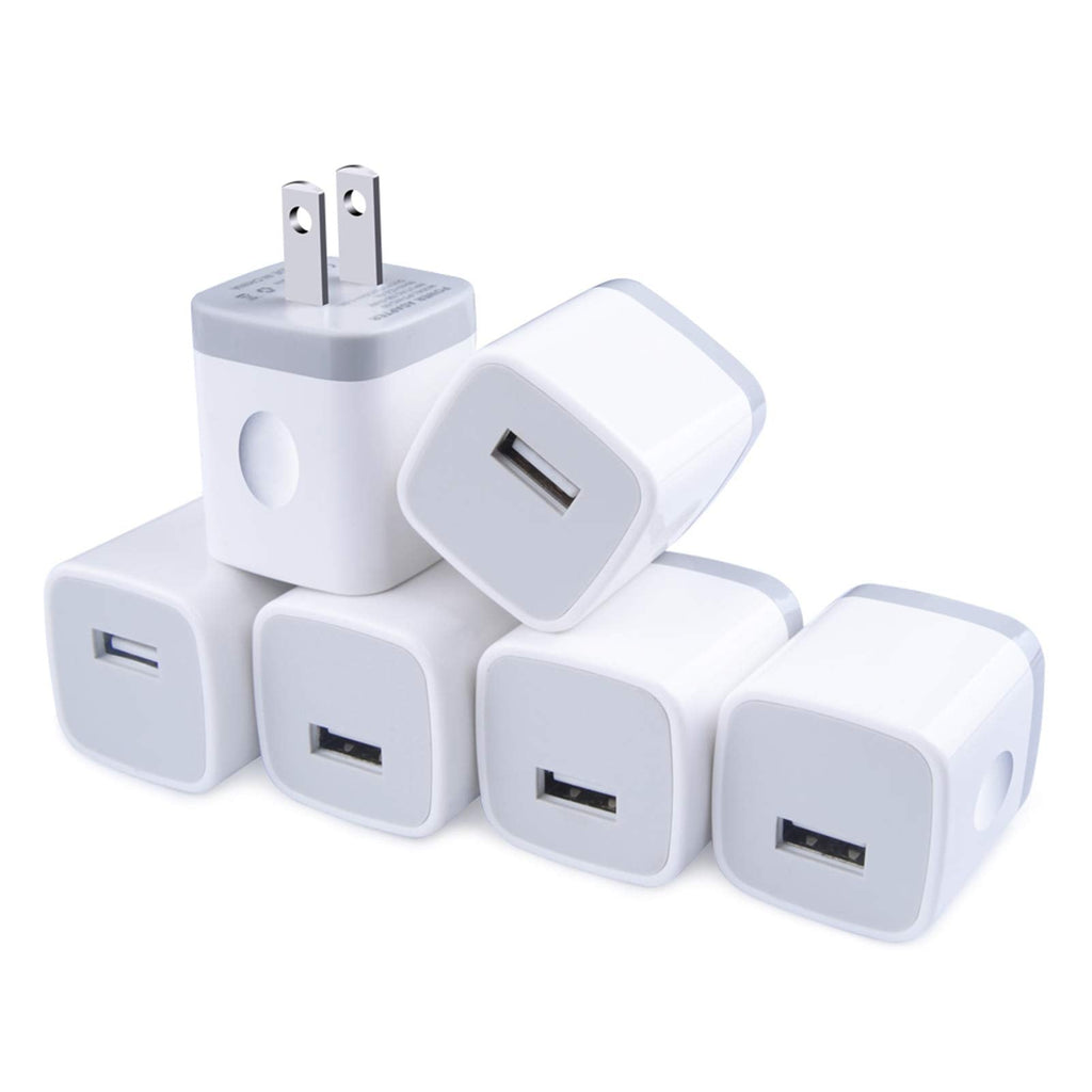 [Australia - AusPower] - One-Port Charger Plug, GiGreen 1A Charging Blocks 6 PC Ultra Compact Travel Charging Cube Power Adapter Compatible Phone 11 XS 8 6S, Samsung S20 S10 Plus S9+ S8 S7 Edge Note 9, Moto 