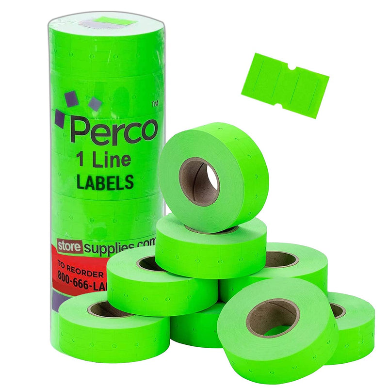 [Australia - AusPower] - Perco 1 Line Fluorescent Green Labels - 1 Sleeve, 8,000 Blank Pricing Labels for Perco 1 Line Price and Date Guns Perco 1 Line "Green" 