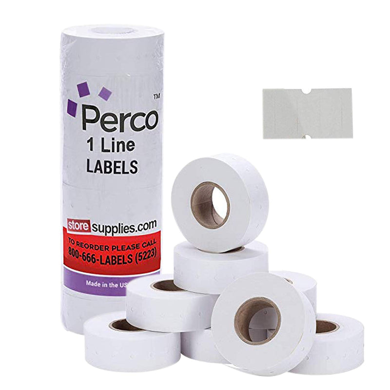 [Australia - AusPower] - Perco 1 Line Freezer Adhesive White Labels - 1 Sleeve, 8,000 Blank Pricing Labels for Perco 1 Line Price and Date Guns 