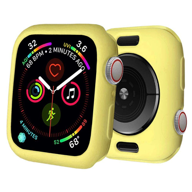 [Australia - AusPower] - BOTOMALL for Apple Watch Case 44mm Series 6/5/4/SE Premium Soft Flexible TPU Thin Lightweight Protective Bumper Cover Protector for iWatch(Light Yellow,44MM Series 4/5/6/SE) light yellow 