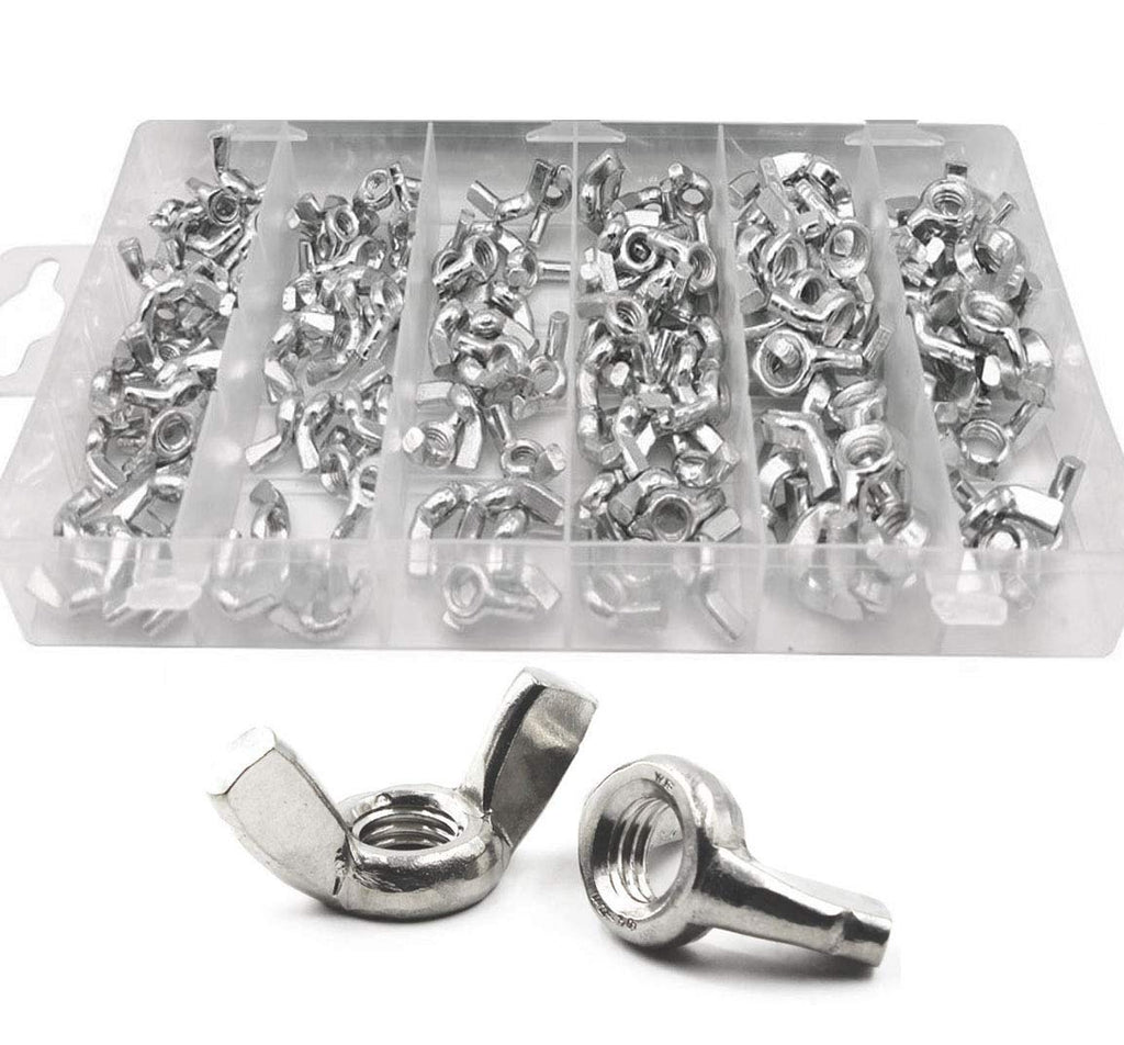 [Australia - AusPower] - 150pc Wing Nuts Assorted Sizes Metric Wing Nut Assortment Set Assorted Wing Nuts Assorted Wingnuts Wing Nut Fasteners 