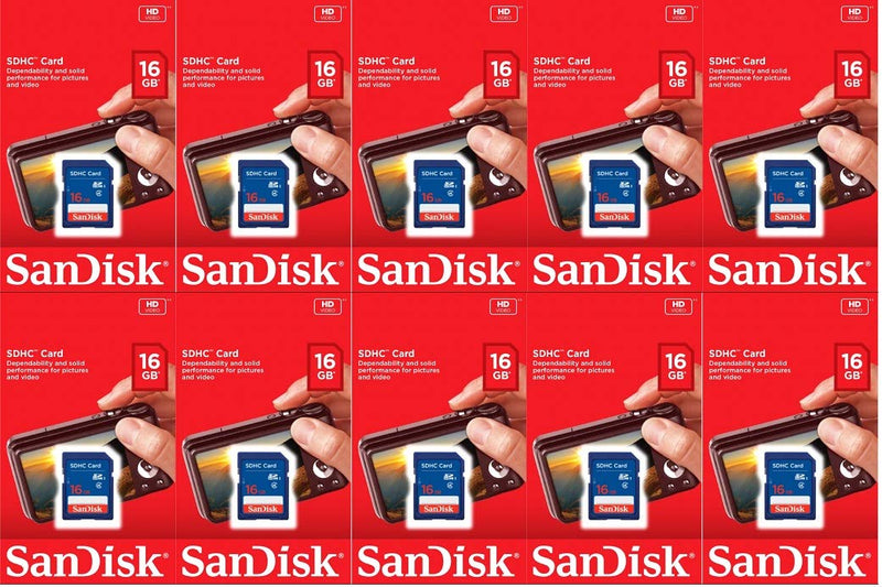 [Australia - AusPower] - Sandisk 16GB (10 Pack) SD Card Bundle SDHC Class 4 Flash Memory | Model SDSDB-016G-B35 | 