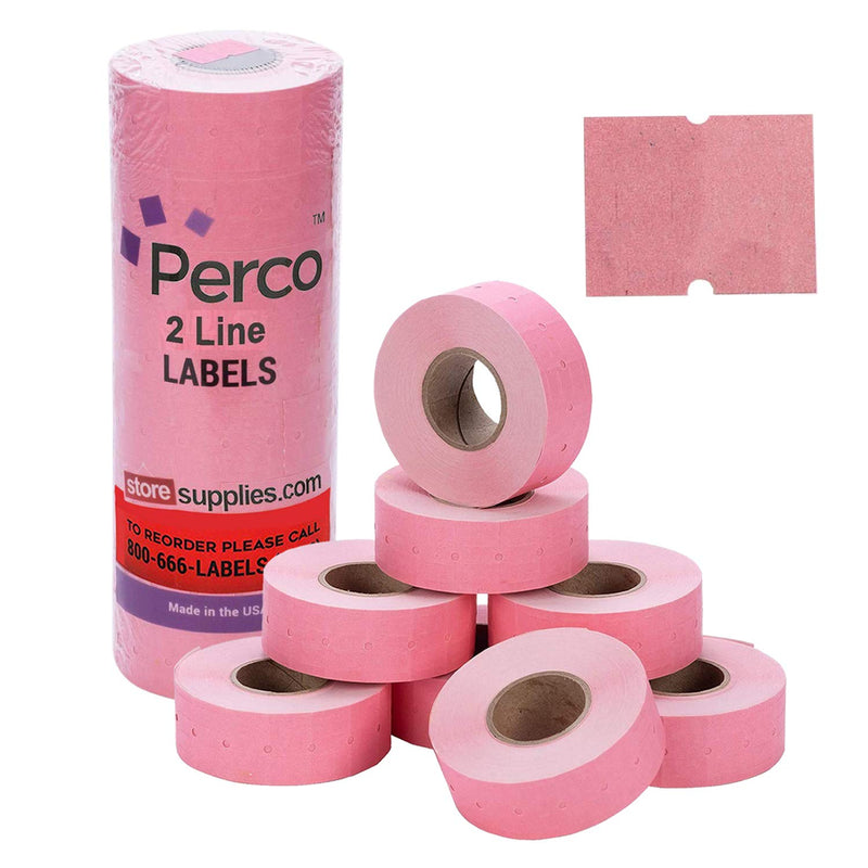 [Australia - AusPower] - Perco 2 Line Pink Labels - 1 Sleeve, 6,000 Blank Pricing Labels for Perco 2 Line Price and Date Guns 