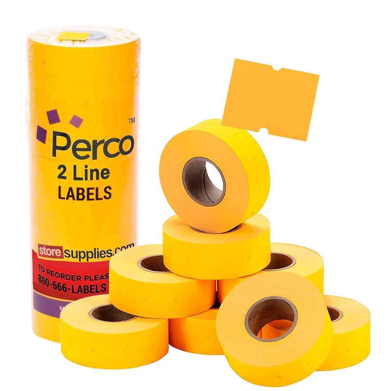 [Australia - AusPower] - Fluorescent Orange Perco Labels for Perco 2 Line Labeler Gun - 1 Sleeve, 6,000 Labels 