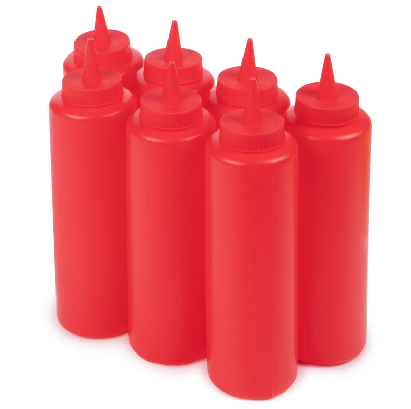 [Australia - AusPower] - Red Ketchup Squeeze Bottle Value Combo Pack | 7-pack 16-oz Plastic Kitchen Table Condiment Squirt Dispensers | Restaurant Supplies for Food Truck, Grilling, Dressing, BBQ Sauce, Crafts 