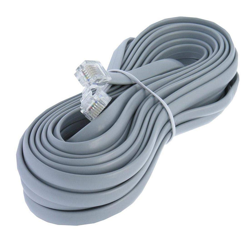 [Australia - AusPower] - 25ft Heavy Duty RJ12 Silver Satin 6 Conductor 6P/6C Reverse Wired Telephone Line Cord by Corpco 