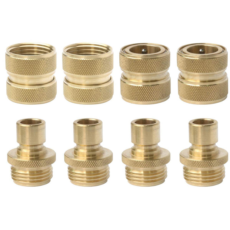 [Australia - AusPower] - PLG Garden Hose Quick Connect Fittings - 3/4" Genuine Brass Leak-free Hose Connector - Sturdy and Easy to Connect/Disconnect - Extra Washers Included - 4 Female + 4 Male C 4F+4M 