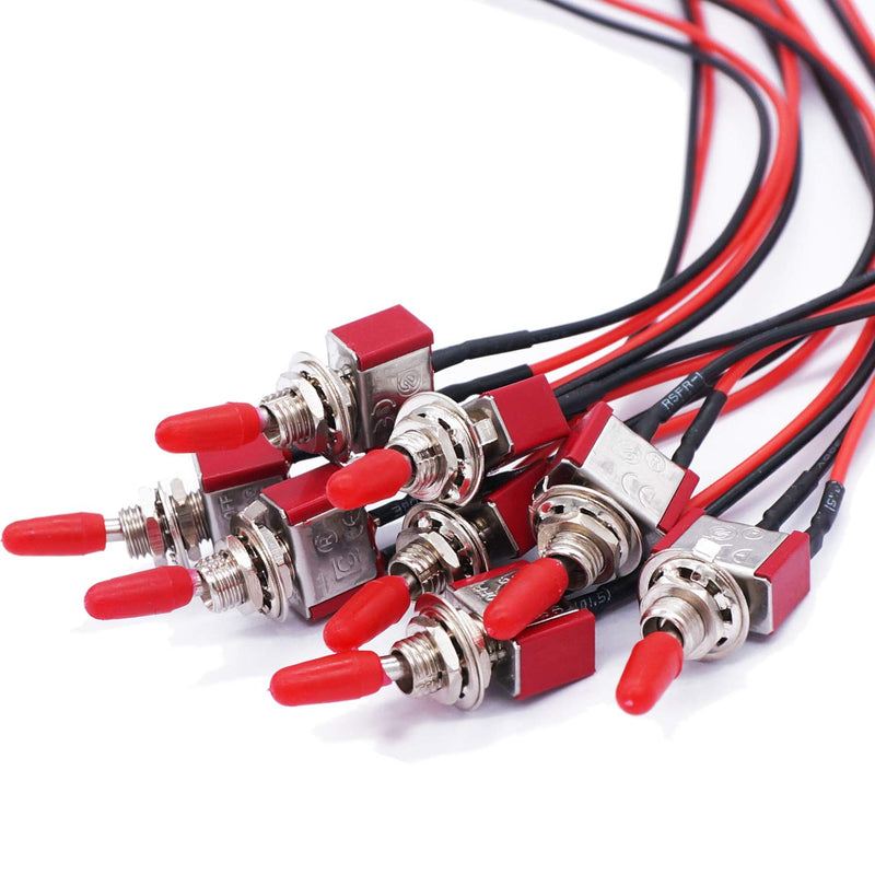 [Australia - AusPower] - Twidec/8Pcs Mini Toggle Switch SPST 2 Position 2 Pins ON/Off AC 125V 5A AC 3A 250V with Pre-soldered Wires MTS-101-X 