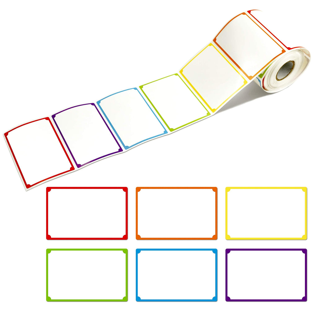 [Australia - AusPower] - 300pcs 6 Colors Plain Name tag Labels with Perforated Line for School Office Home (3.5"x2.2" Each) … Color Border Version 