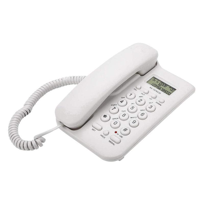 [Australia - AusPower] - Pomya Corded Telephone, Wired Phone Fixed Desktop Landline Telephone with Caller ID No AC Power Required for Home Hotel Office, etc (White) White 