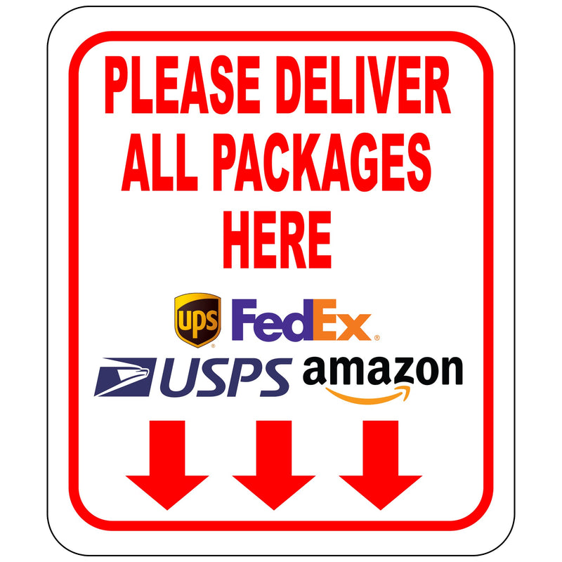 [Australia - AusPower] - Please Deliver All Packages Here Arrows Delivery Sign for Delivery Driver - Delivery Instructions for My Packages from Amazon, FedEx, USPS, UPS, Indoor Outdoor Signs for Home, Office, Work, 8.5"x10" 8.5"x10" 