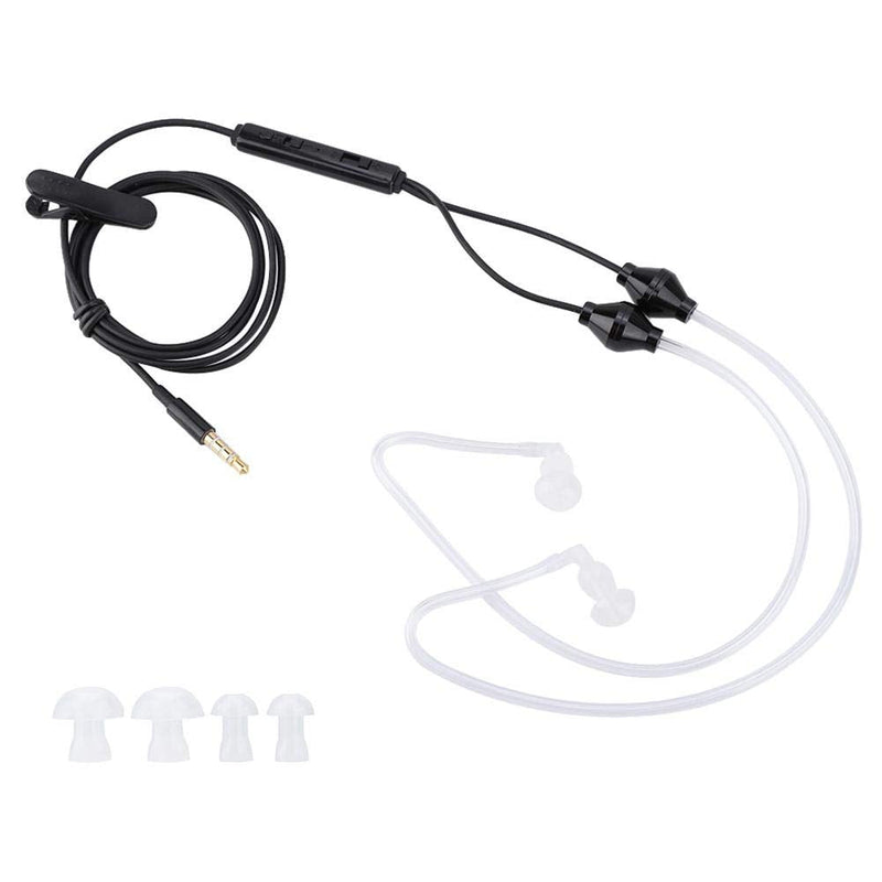 [Australia - AusPower] - Walkie Talkie Earpiece with Mic 3.5mm Radio Earpiece Acoustic Tube Earpiece Headset with CTIA/OMTP Mode Stereo Air Tube Radiation Protection Headphones for Mobile Phone (1M)(Black) Black 
