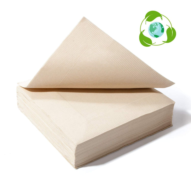 [Australia - AusPower] - Recycled Post Consumer Napkins, Compostable Unbleached Eco Lunch Napkins, 50 PCS Disposable Dinner Napkin 