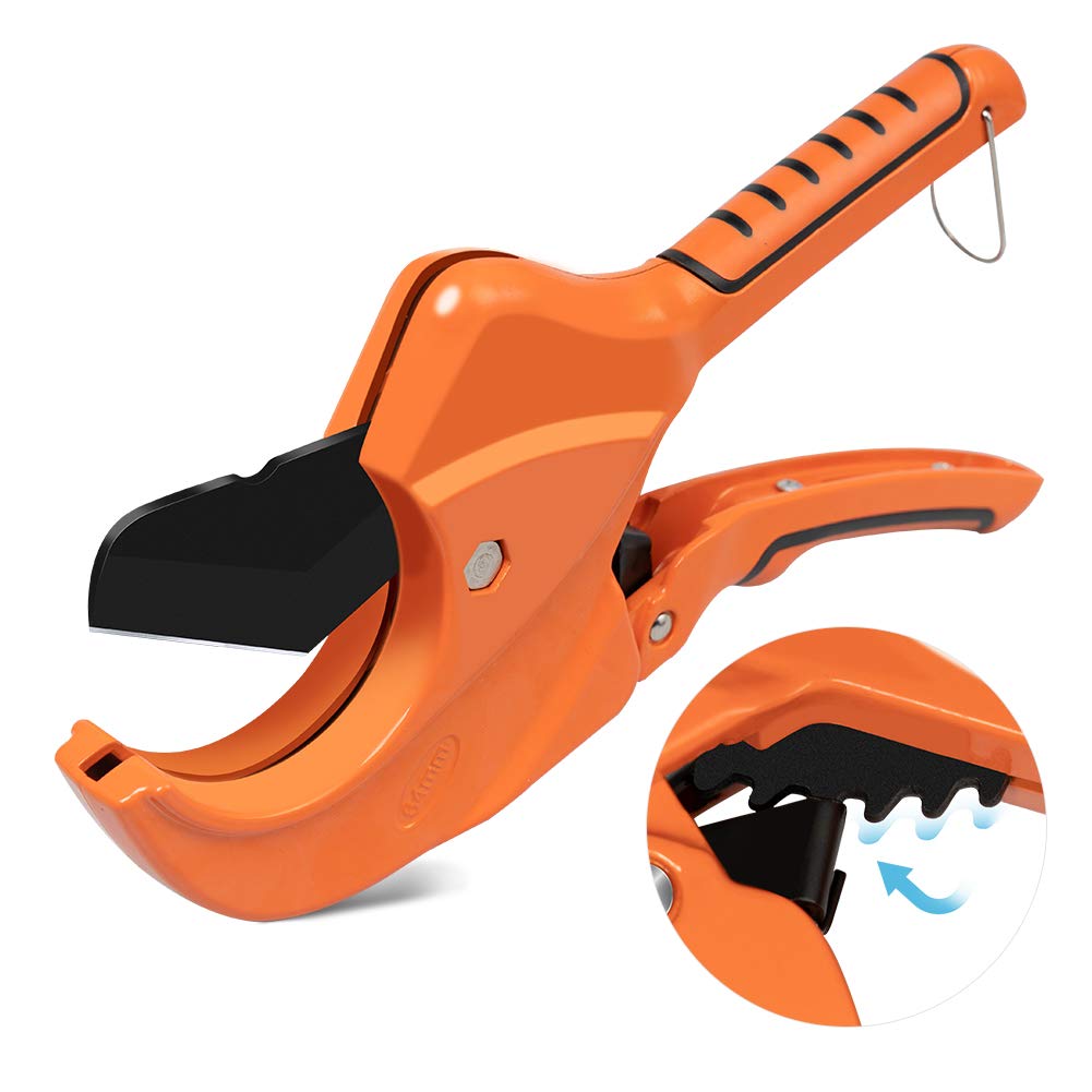 [Australia - AusPower] - AIRAJ Ratchet PVC Pipe Cutter,Cuts up to 2-1/2"PEX,PVC,PPR and Plastic Hoses,Pipe Cutters with Sharp SK5 Stainless Steel Blades,Suitable for Home Repairs and Plumbers 2-1/2(64mm) 