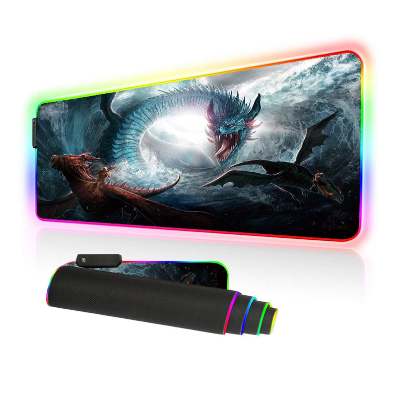[Australia - AusPower] - BigTech RGB Gaming Mouse Pad with 10 Lighting Modes Extended Mat Desk Pad Mousepad Long Non-Slip Rubber Mice Pads Stitched Edges 800x300mm 31.5"x11.8" (K-Long) K-long 