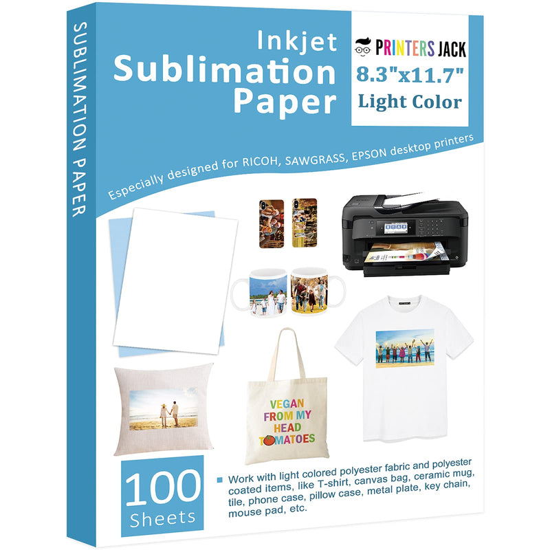 [Australia - AusPower] - Sublimation Paper - Heat Transfer Paper 100 Sheets 8.3" x 11.7" 105 gsm for Any Epson HP Canon Sawgrass Inkjet Printer with Sublimation Ink for T shirt Mugs DIY A4 size A4 105g 
