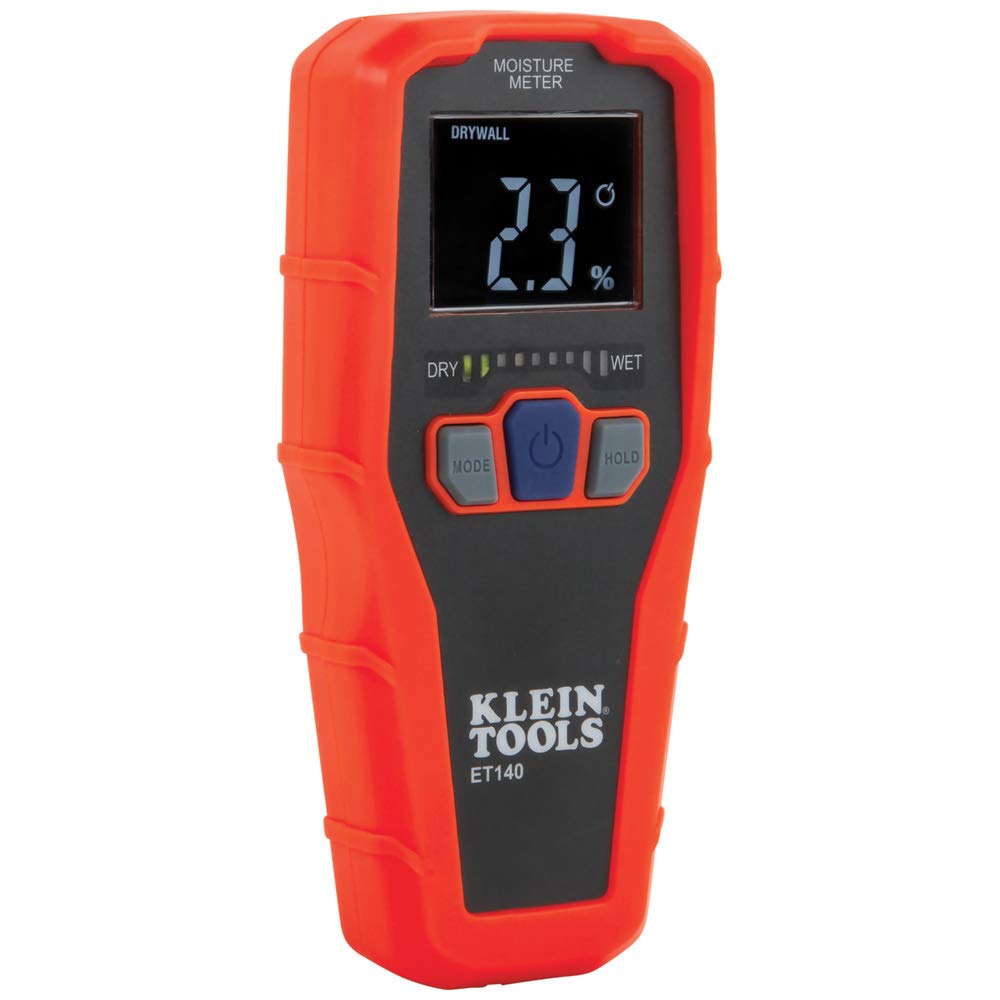 [Australia - AusPower] - Klein Tools ET140 Pinless Moisture Meter for Non-Destructive Moisture Detection in Drywall, Wood, and Masonry; Detects up to 3/4-Inch Below Surface 