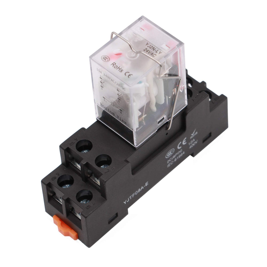[Australia - AusPower] - Electromagnetic Power Relay, 8-Pin 10 AMP 12V DC Relay Coil with Socket Base, LED Indicator, DPDT 2NO 2NC - MY2NJ [Applicable for DIN Rail System] 12VDC 8Pin - High Current - 10A 