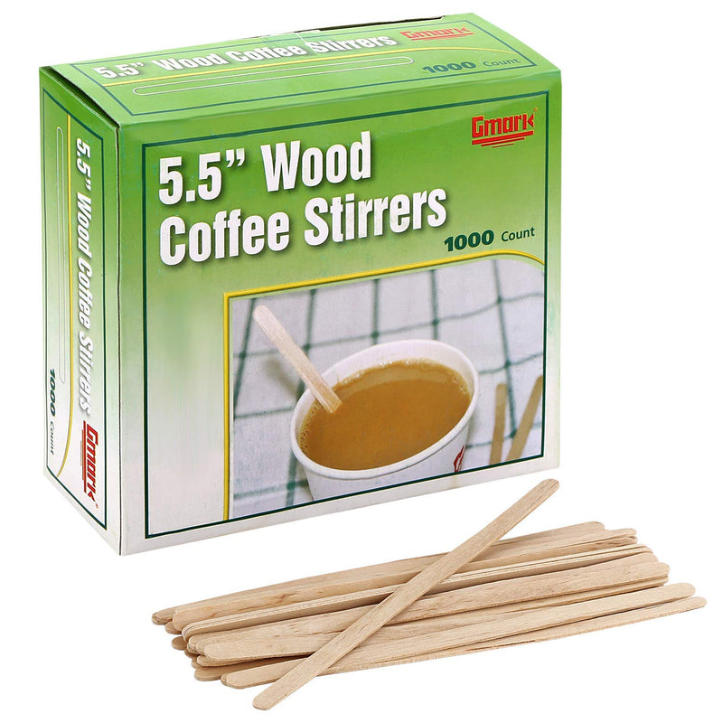 [Australia - AusPower] - Gmark 5.5" Wood Coffee Stirrers 1000 ct - Natural Birch Wood Coffee Beverage Stirrers, Round End GM1014 5.5" 