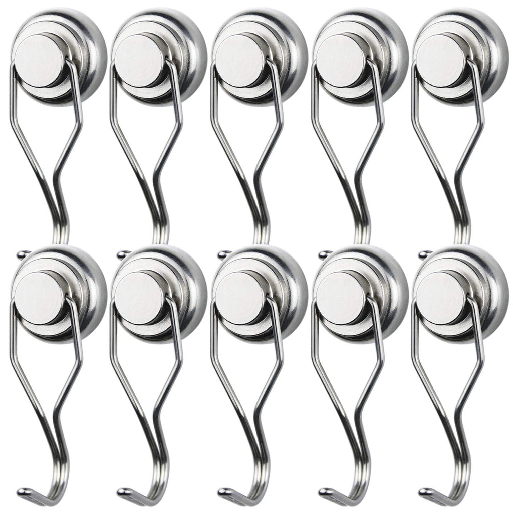 [Australia - AusPower] - MIKEDE 60 LBS Magnetic Hooks Swivel Swing, 10 Pack Strong Neodymium Magnetic Hook Heavy Duty, Magnet Hanger for Hanging, Grill, Cruise Cabins - 67.5mm(2.66in) in Length, 25mm(1in) in Diameter Swivel Swing Magnetic Hooks 