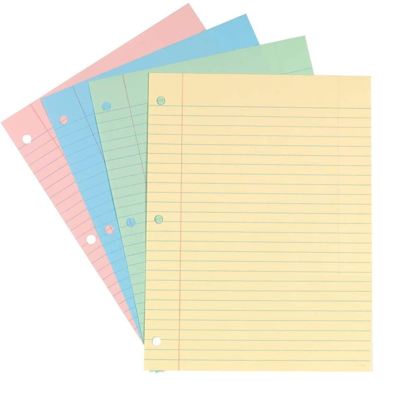 [Australia - AusPower] - 1InTheOffice Wide Filler Paper, Loose Leaf Binder Paper, Pastel, 8"W x 10.5"H, 100/Pack 