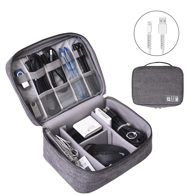 [Australia - AusPower] - Electronics Organizer, OrgaWise Electronic Accessories Bag Travel Cable Organizer Three-Layer for iPad Mini, Kindle, Hard Drives, Cables, Chargers (Two-Layer-Grey) Two-Layer-Grey 
