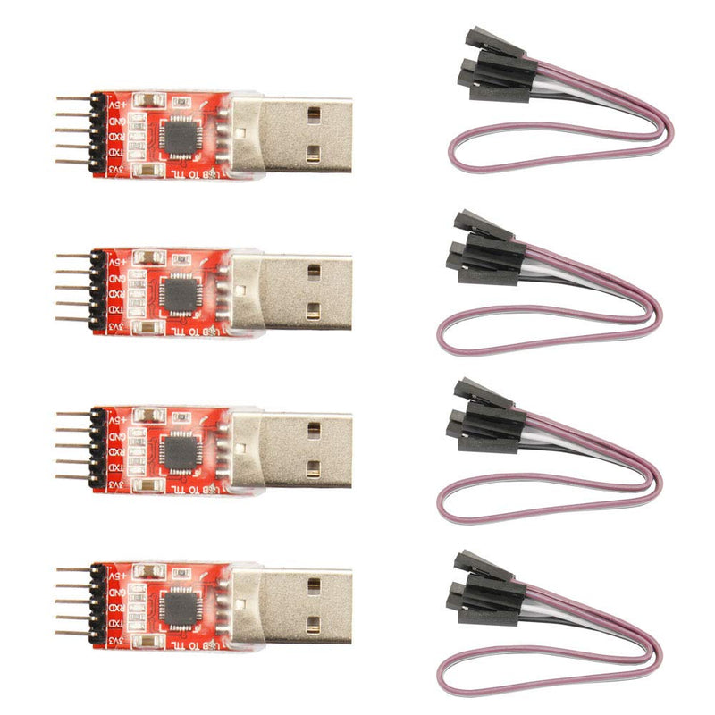 [Australia - AusPower] - Ximimark 4Pcs USB 2.0 to TTL UART 5PIN Module Serial Converter CP2102 STC PRGMR Free Cable 