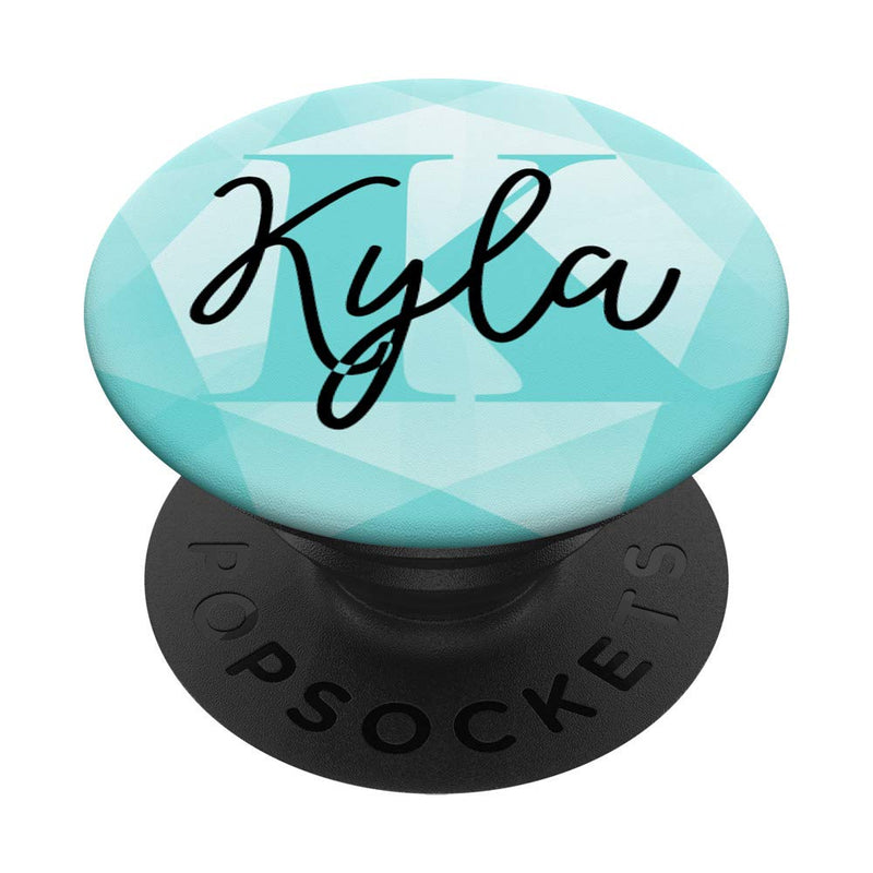 [Australia - AusPower] - Kyla Name Aqua Teal Diamond Collapsible Phone Grip Black 