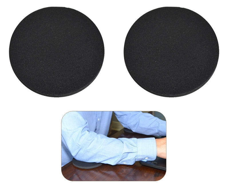 [Australia - AusPower] - Desk Dots! Elbow, Arm & Wrist Rest Cushioning Pads for Pressure Point & Pain Relief on Gaming & Work Surfaces; Made of Neoprene with Soft Nylon Surface; 4.5" Wide, 0.44" Thick; 2-Pack! (Pitch Black) Pitch Black 